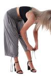 Pants 3/4 Length Pockets Shirred elastic waist Dark Grey