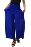 Pants shirred waist pockets flared Blue