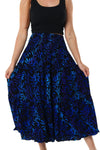 midi skirt shirred waist blue black purple