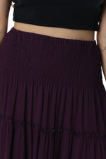 midi skirt shirred waist Purple