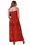 Maxi Shirred Dress with Pockets - Ruby Red