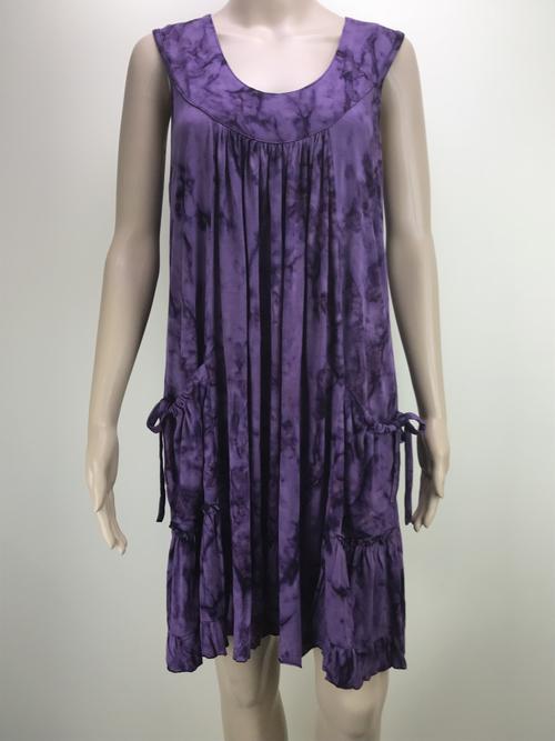 knee length dress with pockets - smoke purple