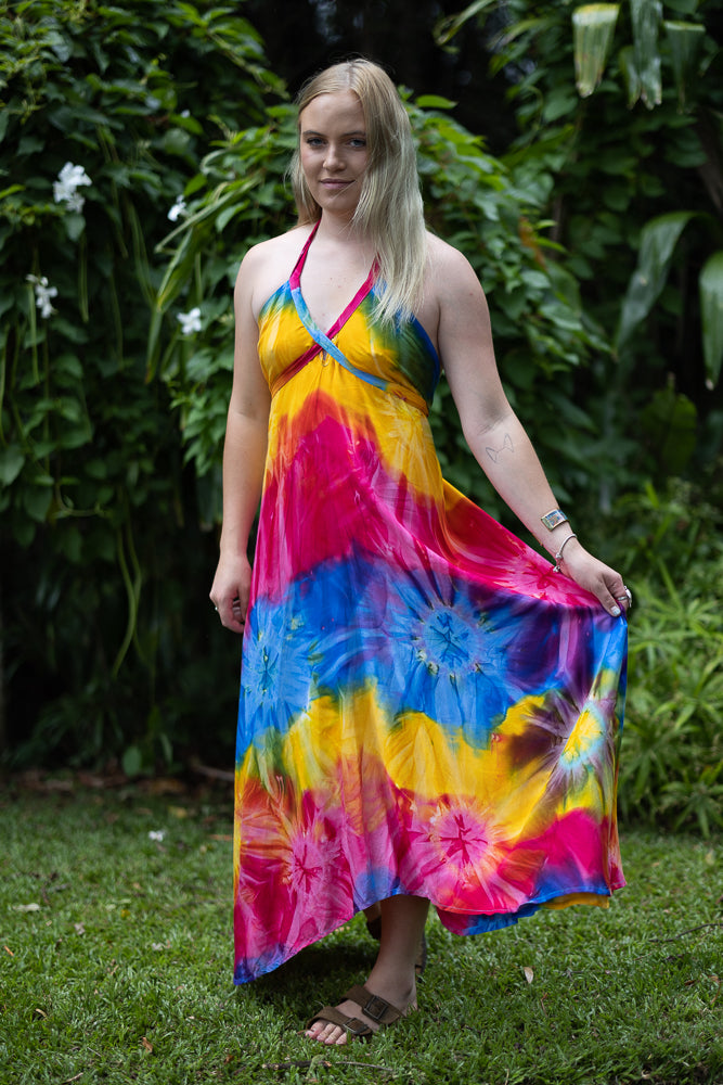 Rainbow Tie-Dye Maxi Dress