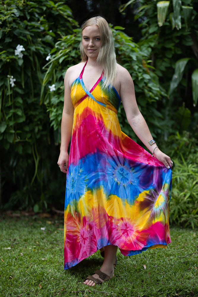 Rainbow backless maxi dress Clearance