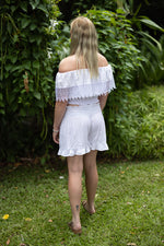 lace top mid drift off the shoulder white