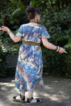 Boho Market Maxi Dress with Sleeves and Rosette detail -Smokey Blue Purple