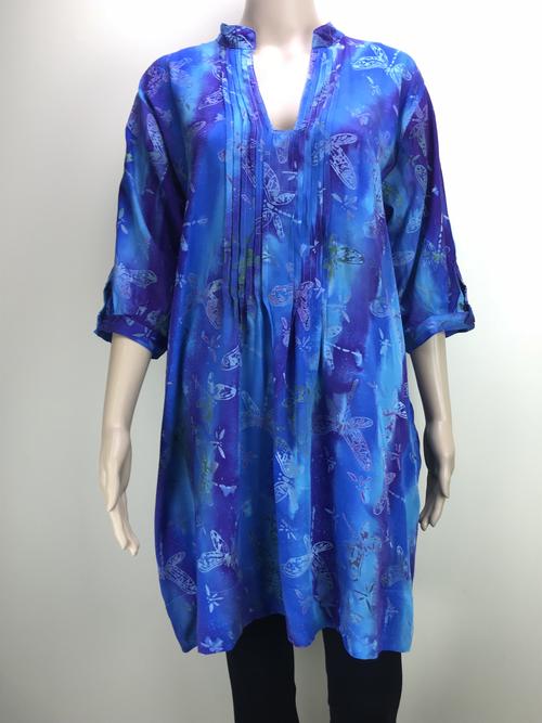 tunic top - dragonfly blue and purple