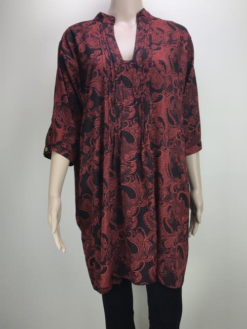 tunic top - paisley red and black