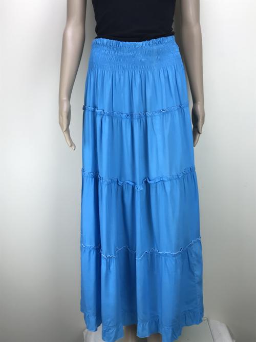 long skirt shirred waist - light blue