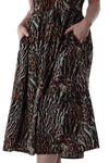 Length Dress with V Neck Cap Sleeves and Pockets - Tiger