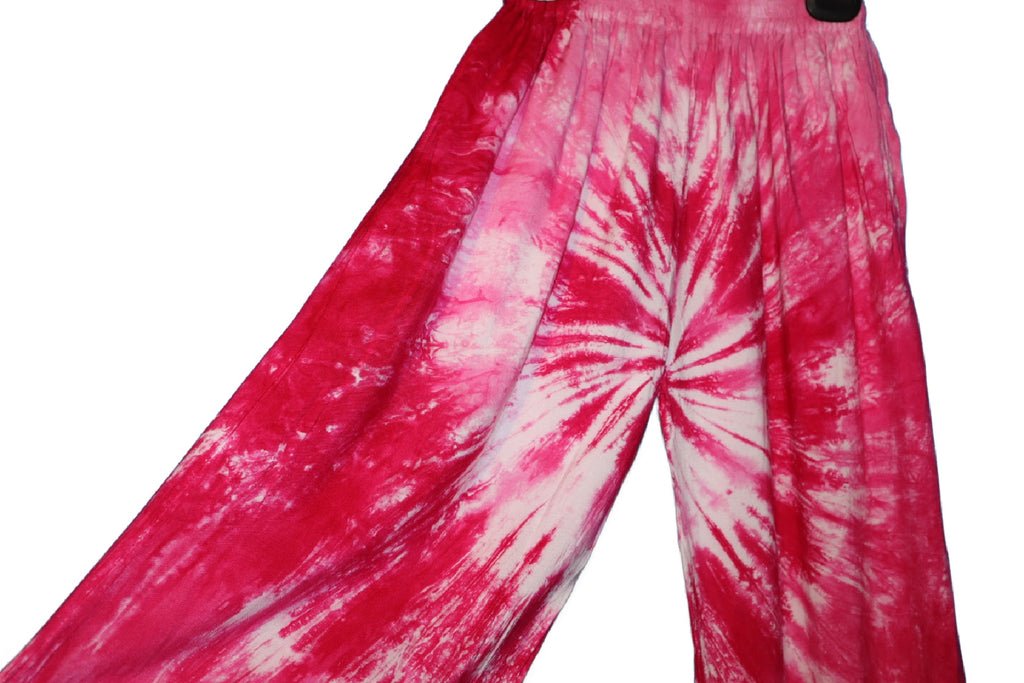 Pants Full Length Pockets Pink White Tie Dye
