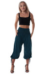 Pants 3/4 Length Pockets Shirred elastic waist Denim