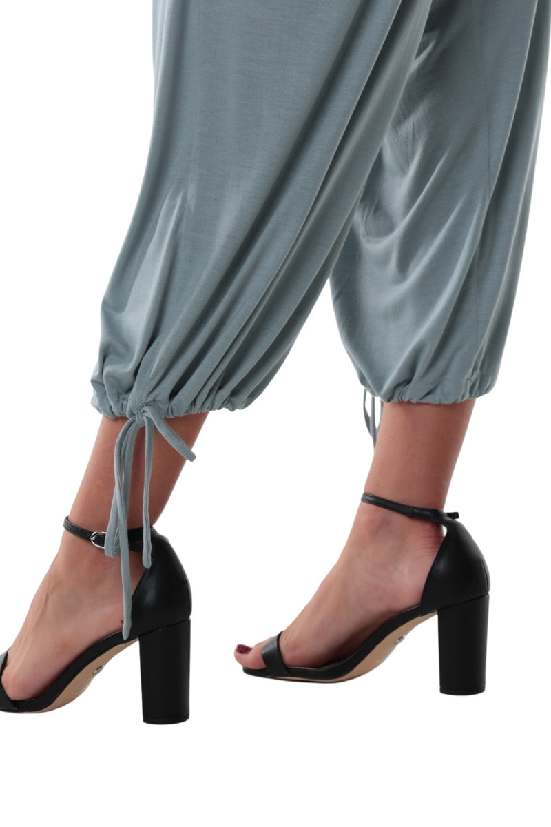 Pants 3/4 Length Pockets Shirred elastic waist Light Grey