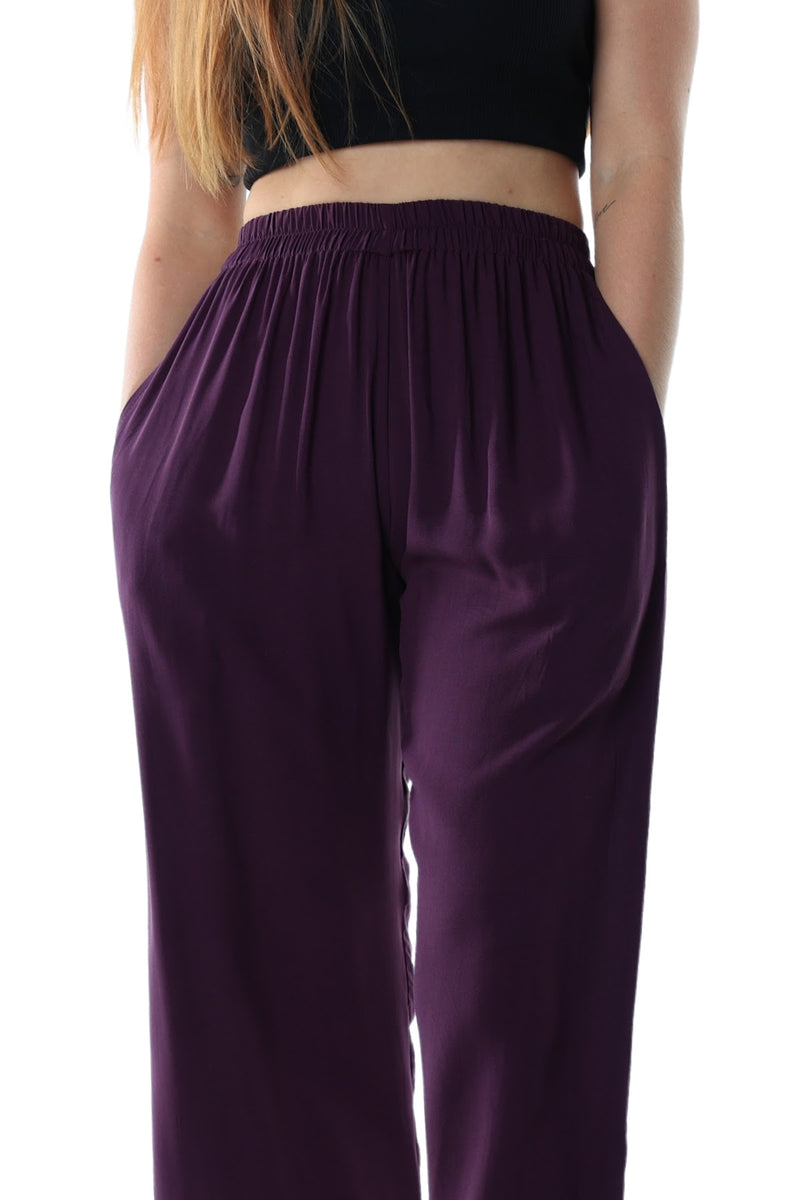 Pants Elastic Wasit Pockets Purple