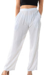 Pants Elastic Wasit Pockets White