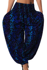 Pants full length harem pockets Black Blue Purple