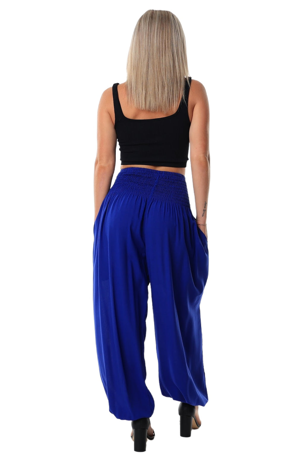 Pants full length harem pockets Blue
