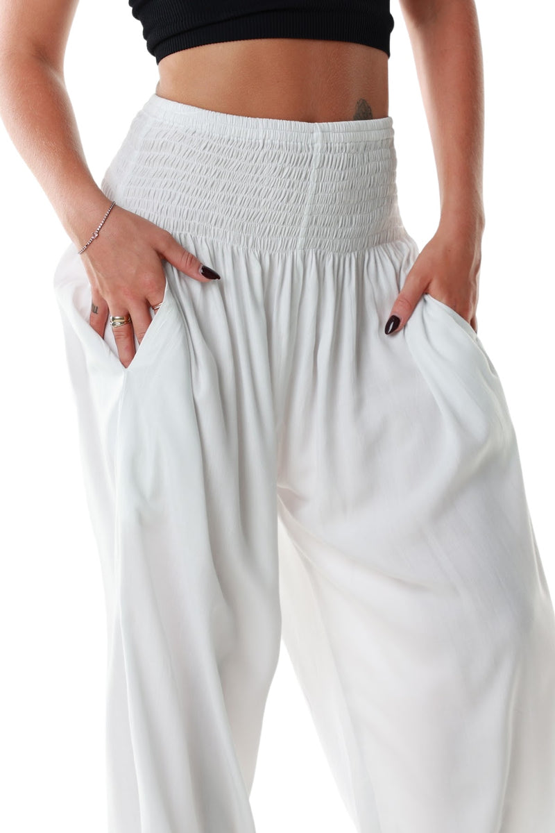 Pants full length harem pockets white