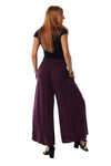 Pants shirred waist pockets flared Purple