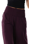 Pants shirred waist pockets flared Purple