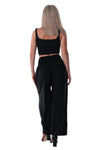 Pants with shirred waist and pockets black