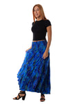 maxi skirt shirred waist Blue Purple Green