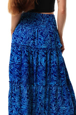 maxi skirt shirred waist Light Blue Dark Blue