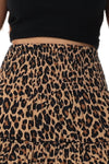 midi skirt shirred waist Leopard