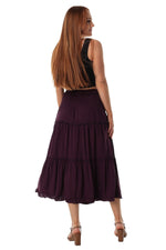 midi skirt shirred waist Purple