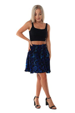 mini skirt shirred waist blue black purple