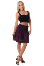 mini skirt shirred waist Purple