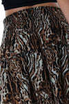mini skirt shirred waist tiger