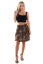 mini skirt shirred waist tiger