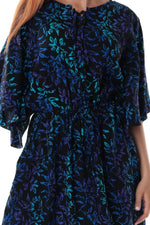Butterfly Dress with Pockets - Blue Purple on Black