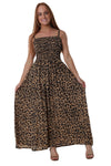 Maxi Shirred Dress with Pockets - Leopard