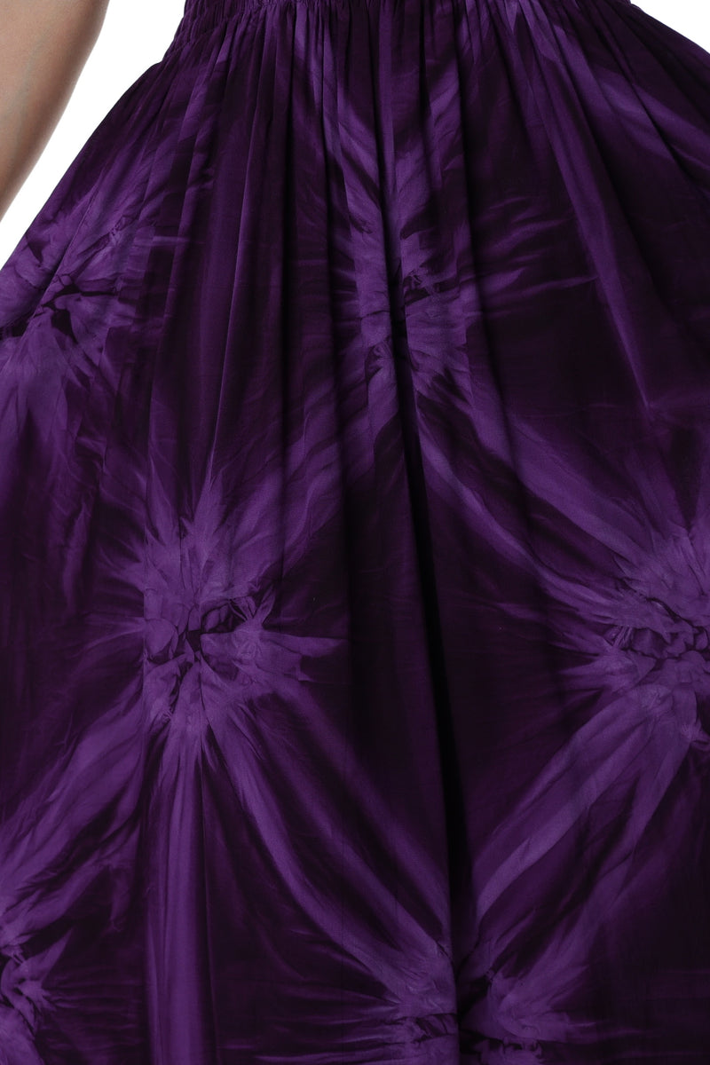Maxi Shirred Dress with Pockets - Smokey Blue and Purple – Lunasea Clothing