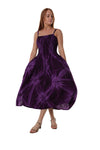 Maxi Shirred Dress with Pockets - Tie Dye Purple