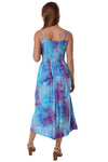 Maxi Shirred Dress with Pockets - Smokey Blue and Purple