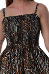 Maxi Shirred Dress with Pockets - Tiger