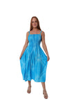 Maxi Shirred Dress with Pockets - Tie Dye Light Blue