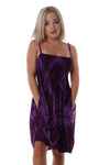 Knee Length Shirred Dress with Pockets - Tie Dye Purple