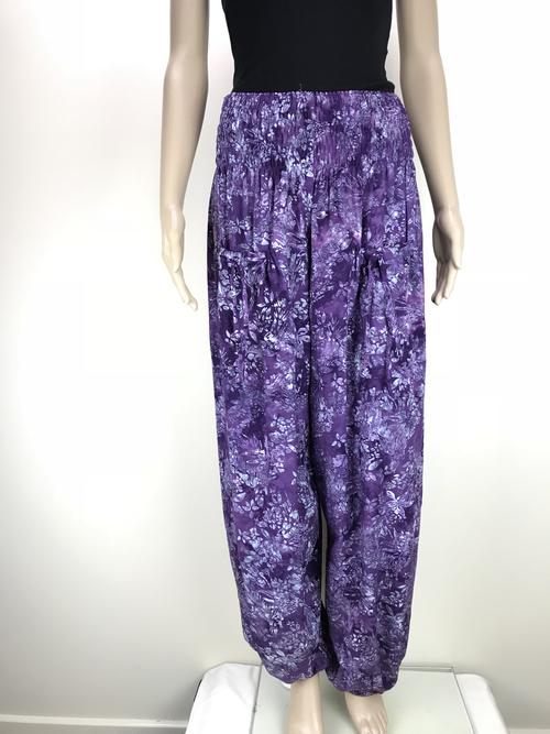 harem pants flower purple white