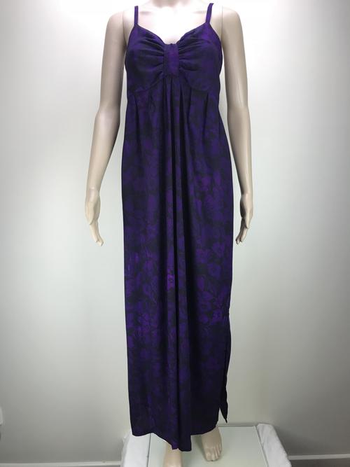 Maxi dress adjustable spaghetti straps purple black flower