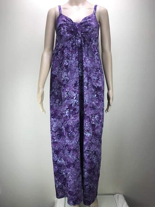 Maxi dress spaghetti straps purple white flower