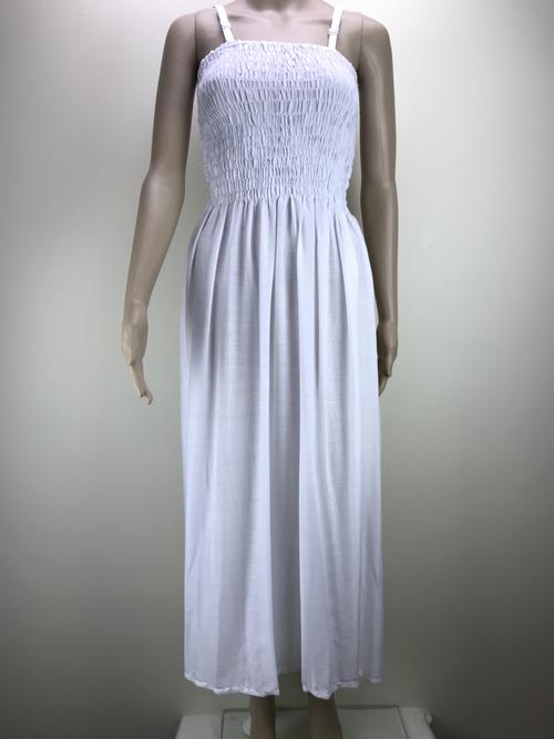 Maxi dress shirred white