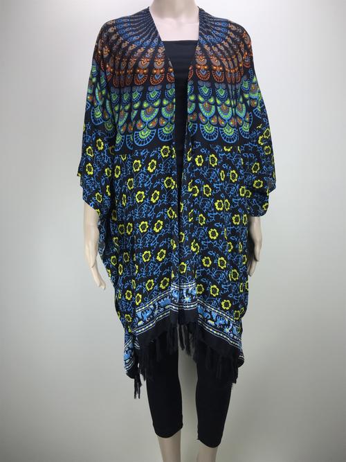 Sarong Cape - Elephant Blue Yellow and Red