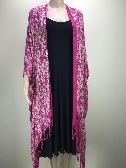 Shawl Cape - Pink with Soft Beige Flowers