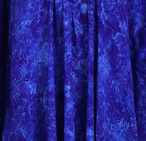 midi A-line dress short sleeves  blue pattern