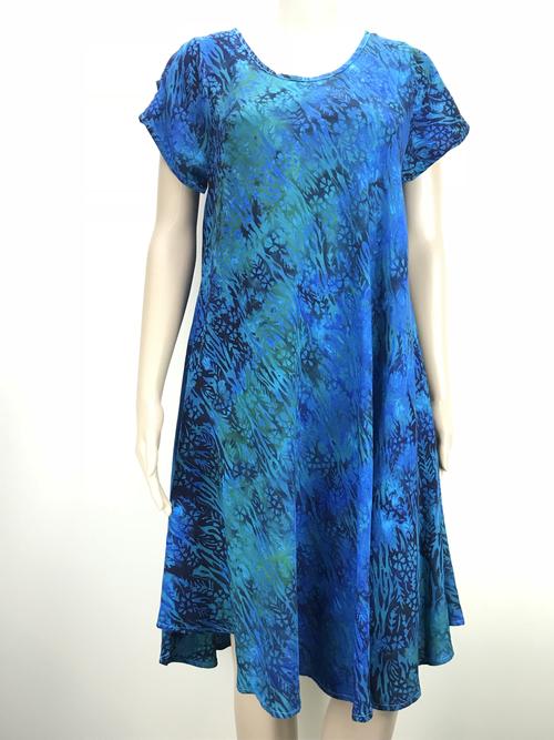 midi A-line dress short sleeves blue black