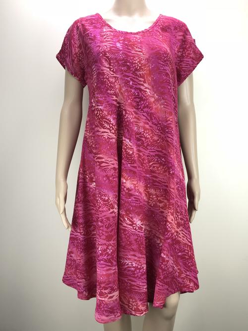 midi A-line dress short sleeves seaweed pink